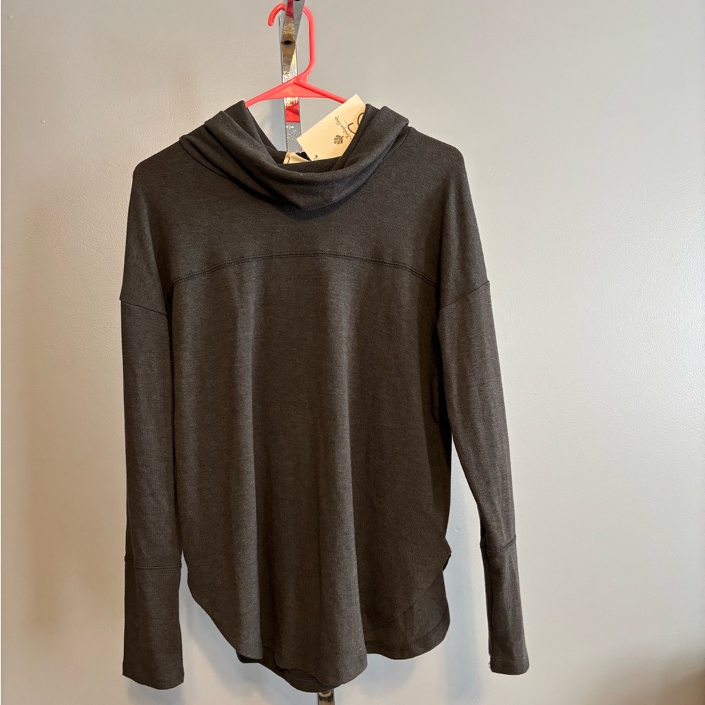 Betsey's Boutique Charcoal Gray Grey Cowl Neck Tunic Lightweight Long Sleeve S
